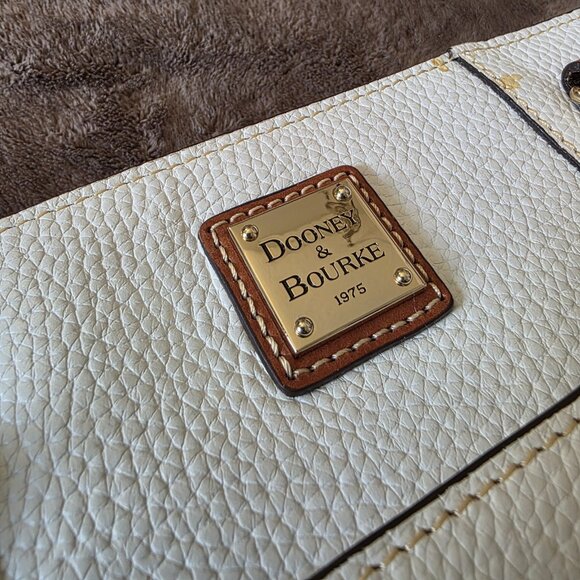 Dooney & Bourke Wexford Lexington Pebble Leather Tote Bag White Tan Handles Red - Picture 15 of 16